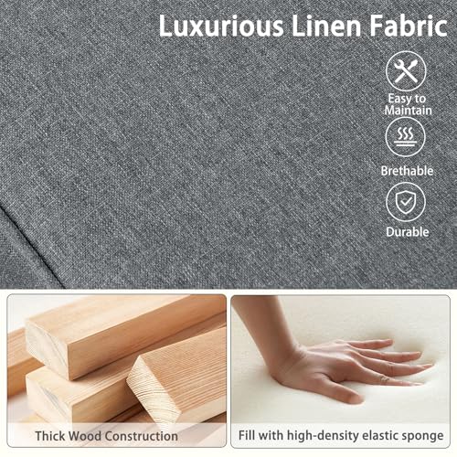 Linen Storage Ottoman with Wooden Legs, 17" Square Upholstered Footrest Stool, Extra Seat or Coffee Table for Living Room, Bedroom, Entryway, Dark Grey - color: Dark Grey