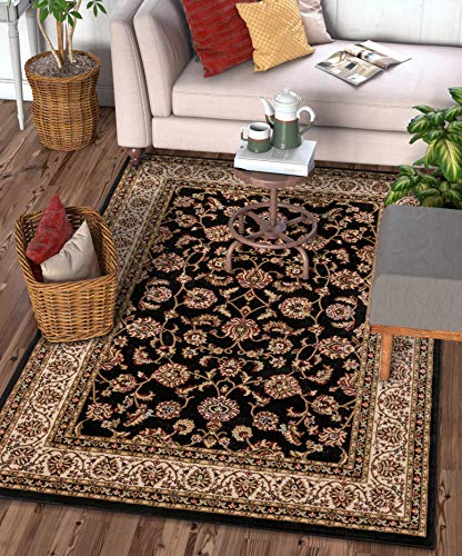 Well Woven Barclay Collection Sarouk Black 5x7 Area Rug - for Living Room, Bedroom, and Dining Room - color: Black, size: 5'3" x 7'3" (Rectangular)