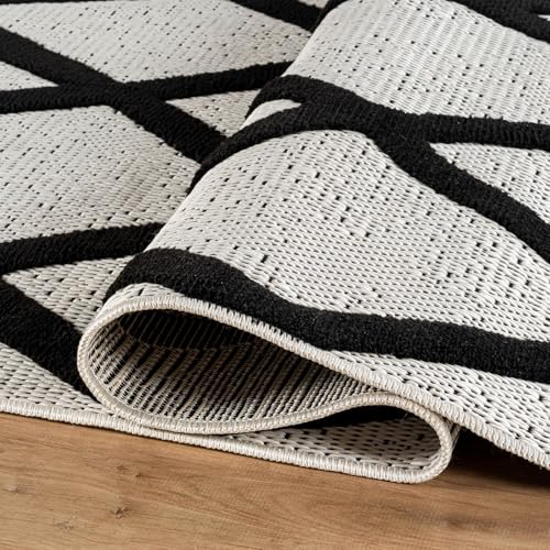 Modern Rug 8x10 Luxury Diamond Pattern Micro Loop Area Rugs Soft High-Low Pile Stain Resistant Easy to Clean Non-Shedding Durable Living Room Bedroom Indoor Carpet (Black/White) - color: Bold / Black, size: 8' x 10' (Rectangular)