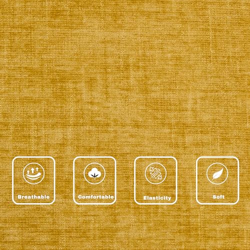 Accent Chair for Living Room,Mid-Century Arm Chair Chenille Fabric Living Room Chairs,Upholstered Reading Chair for Bedroom,Single Sofa Chair with Wood Legs for Apartment (Yellow) - color: Yellow