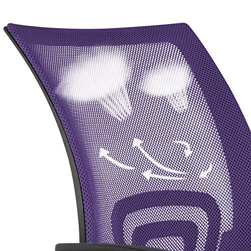 Yaheetech Mid Back Mesh Computer Office Desk Chair Adjustable Swivel, Purple - color: Purple