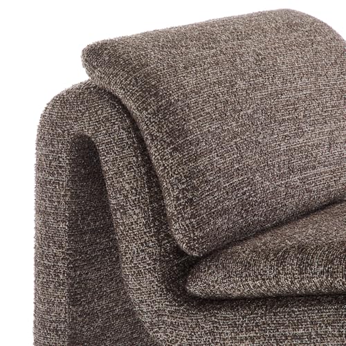 Modway Lume Curved Lounge Chair in Antique Boucle Fabric – Modern Upholstered Armless Accent Chair with Padded Cushion - Unique Slipper Chair for Bedroom or Living Room - color: Antique