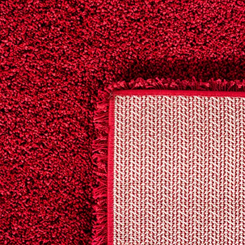 SAFAVIEH Milan Shag Collection Runner Rug - 2' x 6', Red, Solid Design, Non-Shedding & Easy to Clean, Plush Thick Pile, Ideal for Hallway, Foyer, Bedroom (SG180-4040) - color: Red, size: 2' x 6' (Runner)