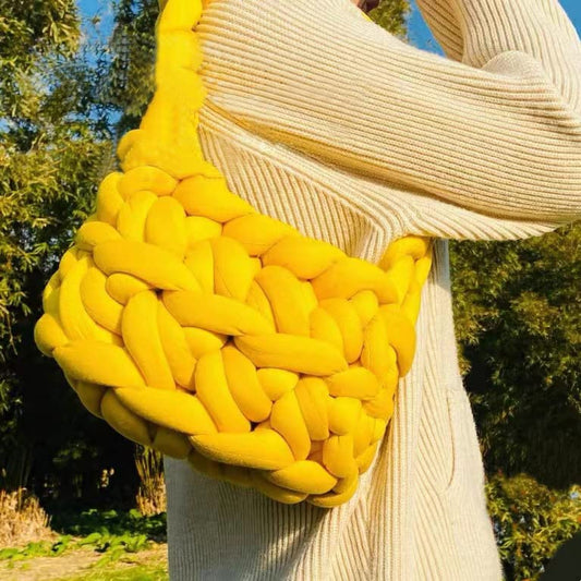 Giant Arm Knitting Chunky Yarn for Braided Knot Throw Blanket, Jumbo Chunky Y arn Twist Tubular Yar n Soft Extra Thick Y arn, Fluffy Bulky Weave Craft Crochet (Lemon Yellow 1.1 lb) - color: Lemon Yellow, size: 1.1 lb