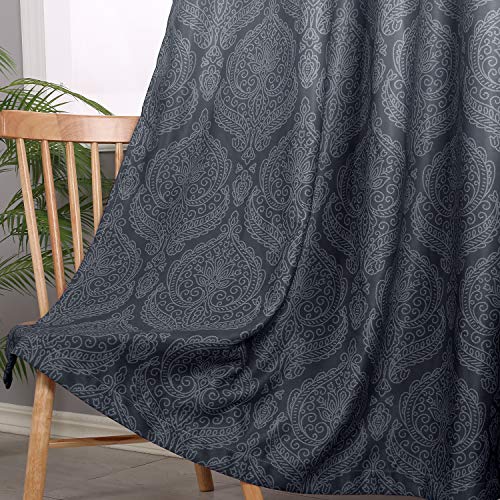 DWCN Extra Wide Ombre Blackout Curtains for Living Room - Thermal Insulated Block Light Energy Saving Privacy Damask Grommet Window Curtains for Bedroom, Set of 2 Panels, 66 x 72 Inch Length, Grey - color: Grey, size: 66"W x 72"L (Pack of 2)