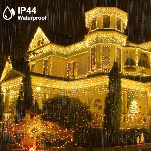 kemooie Outdoor Curtain Lights, 400 LED 26.2 x 3.3 FT Waterproof String Lights with 8 Modes, Fairy Curtain Lights for Backdrop Wedding Bedroom Balcony Party Decorations, Warm White - color: Warm Whihte
