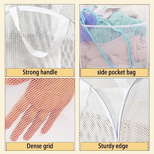 Collapsible Mesh Laundry Basket,Pop Up Laundry Hamper-Easy Storage, Ideal for Home and Travel Use (2 white)