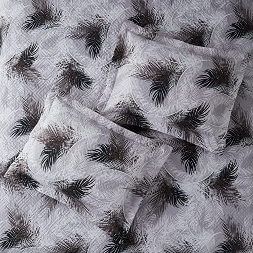 Clara Clark Bedspread Coverlet Set - 5 Piece Summer Quilts Twin Size with Fitted Sheet and Pillow Shams - All Season Printed Bedding Set - Twin Quilt 68 x 90 inches - color: 20 - Printed - Palm Leaf, size: Twin