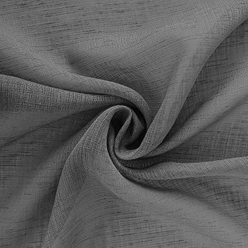 KOUFALL Dark Grey Sheer Curtains 84 Inches Long,Linen Look Rod Pocket Window Curtains for Living Room Bedroom,2 Panels Set,Charcoal Gray - color: Dark Grey, size: 52"W x 84"L (Pack of 2)