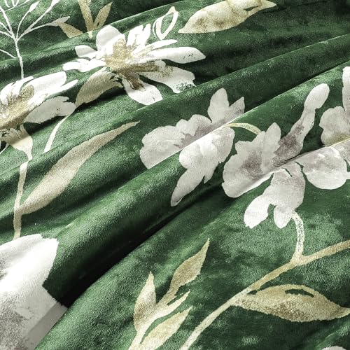Sunshine Nicole Reversible Comforter Set, Printed Distressed Velvet Front and Sold Distressed Velvet Reverse, 3 Pieces Dark Green Queen, with Soft Polyester Fill - color: Dark Green, size: Queen