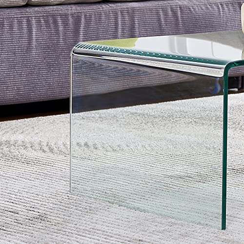 Premium Tempered Glass Coffee Table,Small Modern Clear Coffee Table for Living Room,Match Well with Rug (Clear1, 39.4"x19.7"x13.8") - color: Clear1