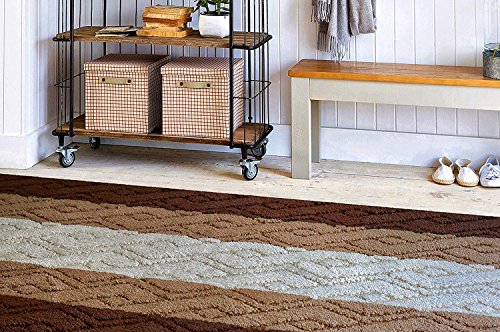 Custom Size Hallway Runner Rug Damask Brown Color 31 inch Wide Select Your Length Non-Slip (Skid Resistance) Rubber Backing 3 feet x 31 inch - color: Knit Brown, size: 2'7" x 3' (Runner)