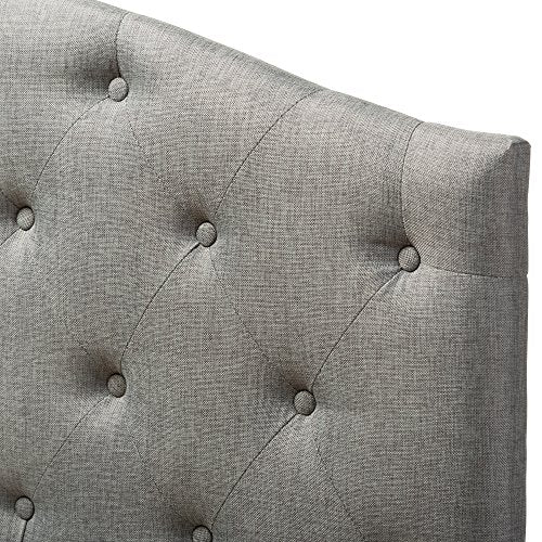 Baxton Studio Myra Modern and Contemporary Full Size Grey Fabric Upholstered Button-Tufted Scalloped Headboard - color: Gray, size: Full