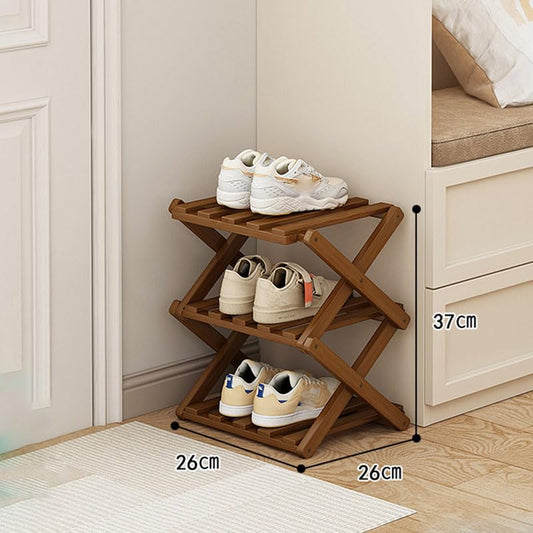 YYW Bamboo Shoe Rack for Entryway, Foldable Free Standing for Closet | Installation-Free Vertical Shoe Racks, Shoe Shelf for Living Room Bedroom, Easy To Assemble,Tawny 3 Layers - color: Tawny-3 Layers