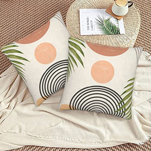 Summer Outdoor Mid Century Boho Pillow Covers 18x18 Set of 2 | Modern Throw Pillow Covers Abstact Sunset Decor Cushion Case For Bed Couch Sofa Home Decor - color: Sunset, size: 18" x 18" (Pack of 2)