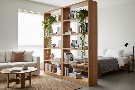 The Divider Illusion: Five Secrets to Splitting a Studio Apartment with Open Shelving
