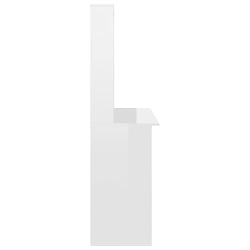 Armoire Desk, High Gloss White, Compact, Diamond, Acrylic, Brushed - color: High Gloss White, size: Compact