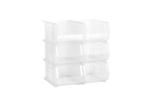 15" x 8" x 7" (6 Pack) Plastic Stackable Storage Bin, Clear - color: Clear, size: 6 Pack