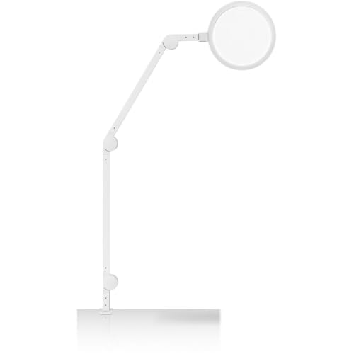 LUME CUBE Edge 2.0 LED Desk Lamp | Dimmable Home Office Desk Light with USB Charging Port & Strong Swing Arm | Adjustable Color Temperature and Brightness | Circle Webcam Light - White - size: White - Single