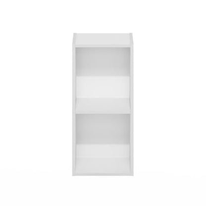 Pemberly Row 2-Tier Narrow Bookcase, 9.3 D x 9.8 W x 21.8 H Inches, Engineered Wood, White Finish, Adjustable Shelving, Slim Rectangular Design, Compact Living Room, Bedroom, or Home Office Storage