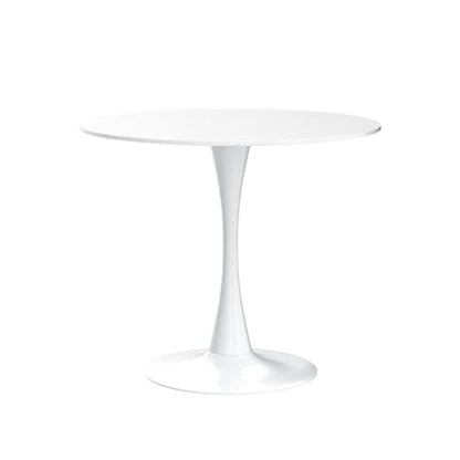 80.9cm(31.5인치) 원형 식탁, 금속 받침대 베이스가 있는 중세 튤립 테이블, 좁은 공간의 주방 다이닝 룸을 위한 현대적인 레저 테이블, 쉬운 조립, 화이트 - color: 화이트., size: 31.5 Inch