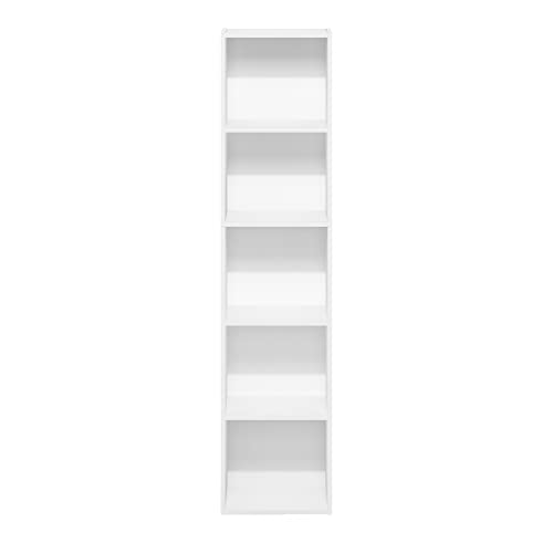 Furinno PASIR Book Shelf, 5-Tier Modern Bookshelf, Open Shelves Bookcase 9 x 12 x 52, Easy Assembly, for Living Room, Bedroom, Home Office, White - color: White, size: 5-Tier Cube