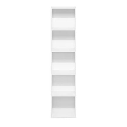 Furinno PASIR Book Shelf, 5-Tier Modern Bookshelf, Open Shelves Bookcase 9 x 12 x 52, Easy Assembly, for Living Room, Bedroom, Home Office, White - color: White, size: 5-Tier Cube