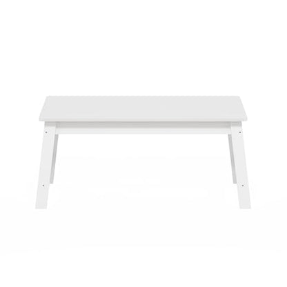 Furinno Beginning Coffee Table, Rectangular Modern Center Table with H-Legs, Side Table, Soft Edges, Easy Assembly, for Living Room, Bedroom, Home Office, White - color: White, size: 36 inches, Straight Legs