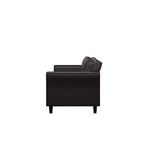 Studio Living Harrington 80.3" Sofa, Transitional Modern, Pocket Coil Comfort, Easy Assembly, Vegan Leather, Java - color: Java, size: Sofa