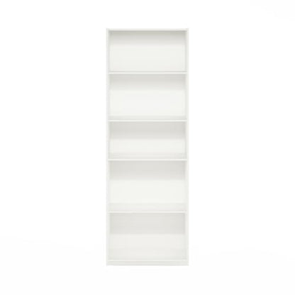 Furinno GEHRY Book Shelf, 5-Tier Bookshelf with Open Shelf, Standing Bookcase with Adjustable Shelves, 11.6 x 24.8 x 71.4, for Living Room, Bedroom, Home Office, White - color: White, size: 5-Tier, 11.6 x 25 x 71.4
