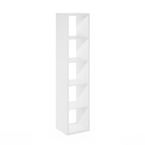 5-Cube Tall Bookshelf, Cubicle Shelf Bookcase with Open Back, Position Reversible Book Shelf, 15 x 16 x 72, for Home Office, Living Room, White - color: White, size: 5 Tier