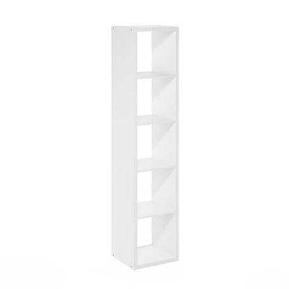 5-Cube Tall Bookshelf, Cubicle Shelf Bookcase with Open Back, Position Reversible Book Shelf, 15 x 16 x 72, for Home Office, Living Room, White - color: White, size: 5 Tier
