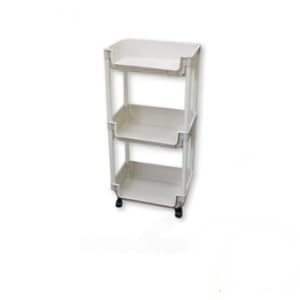 3-Tier Rolling Storage Cart, White Plastic, Slim Organizer for Kitchen, Bathroom, and Office, 11 x 7.5 x 44 Inches