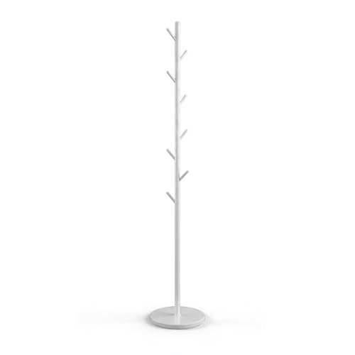 Coat Rack with Real Marble Base, Freestanding Metal Clothing Rack with 8 Hooks, Modern Hall Tree for Entryway, Bedroom & Office, Space Saving Coat Hanger Stand for Small Spaces (White) - color: White