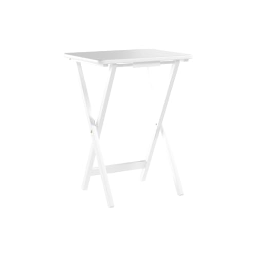 HomeStock Antique 5-Piece Solid Wood Folding Tray Table Set with Storage Stand 4 Durable TV Tables for Living Room or Snacks, 19" x 14.75" x 25.5" White - color: White