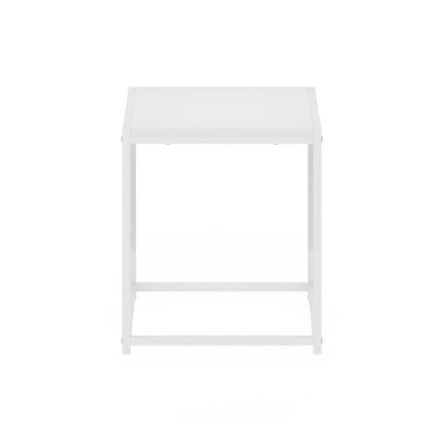 Furinno CAMNUS Side Table, Modern End Table with Metal Frame, Square Open Design Night Stand, Bedside Table, Easy Assembly, for Living Room, Bedroom, Solid White - color: Solid White/White, size: 1-Tier, 15.8" Square