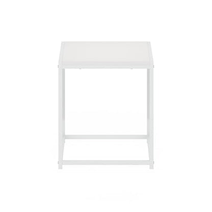 Furinno CAMNUS Side Table, Modern End Table with Metal Frame, Square Open Design Night Stand, Bedside Table, Easy Assembly, for Living Room, Bedroom, Solid White - color: Solid White/White, size: 1-Tier, 15.8" Square