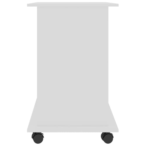 White Compact Computer Desk 31.5 x 19.7 in Engineered Wood Small Gaming Desk with Pull-Out Shelf & Wheels, Modern Office Desk for Bedroom, Living Room or Dorm - color: White