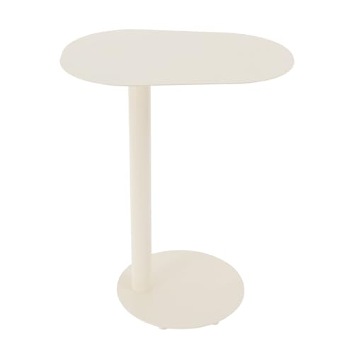 Modern C-Shaped End Table, Small Sofa Side Table Metal Side Table for Couch and Bed Snack Table Tray Table for Living Room Bedroom - color: Cream White