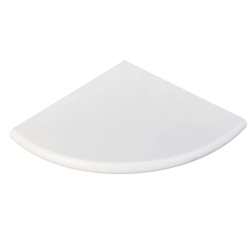 White Marble Corner Shower Shelf for Bathroom, 9'' x 9'' x 0.8'' Faux Marble Corner Shelves for Bathroom Wall Mounted Both Side Polished (1, White)