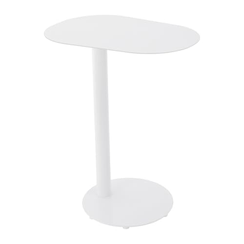 Modern C-Shaped End Table, Small Sofa Side Table Metal Side Table for Couch and Bed Snack Table Tray Table for Living Room Bedroom - color: White