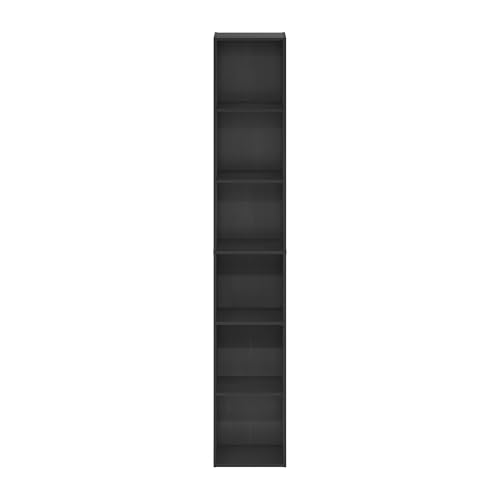 Furinno LUDER Book Shelf, 6-Tier Tall Modern Bookshelf, Bookcase with Open Shelves, 9.3 x 12 x 71, for Living Room, Bedroom, Home Office, Blackwood - color: Blackwood, size: 6-Tier, 12.1-Inch Width