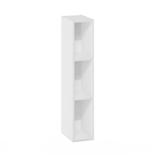 Pemberly Row 3-Tier Narrow Bookcase, 9.3 x 5.9 x 31.5 in, White Finish, FSC-Certified Particle Board, Adjustable Shelves, Compact Vertical Storage for Living Room, Bedroom, Home Office