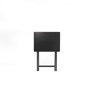 Folding Tray Tables Set of 2, Solid Rubberwood Construction, Black Finish, 19" L x 14.5" W x 26" H, 25 lbs Capacity, Portable Space-Saving Design for Meals, Crafts - color: Black