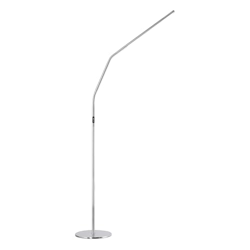 Daylight Slimline 4™ LED Floor Lamp in Brushed Steel - 6,000K, 3,200 Lux, 4 Brightness Levels, USB-C Charging Port, Anti-Glare Diffuser, Flexible Design, Art & Craft, Sewing, Nail Salon - color: Brushed Steel, size: Floor Lamp, style: Slimline 4
