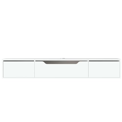Atelier Mobili Floating TV Stand for Up to 80 Inch TVs – Wall Mounted Media Console with Handle-Free Doors – Modern Entertainment Center with Hidden Storage – White and Oak Finishes (White) - color: White
