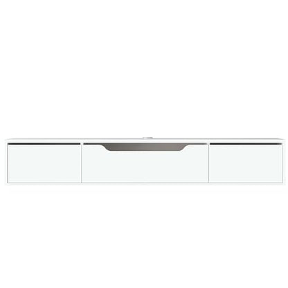 Atelier Mobili Floating TV Stand for Up to 80 Inch TVs – Wall Mounted Media Console with Handle-Free Doors – Modern Entertainment Center with Hidden Storage – White and Oak Finishes (White) - color: White