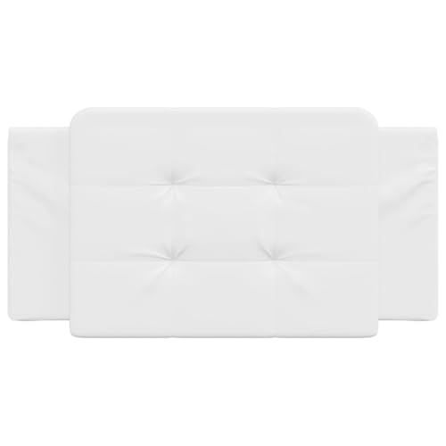 Wall Mounted Headboard Cushion, White Faux Leather Bed Backrest for Reading, Detachable Upholstered Headboard Pad, 39.4 in Length for Bedroom Decor