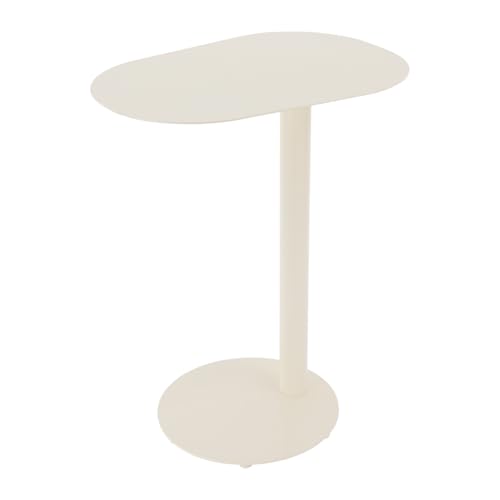 Modern C-Shaped End Table, Small Sofa Side Table Metal Side Table for Couch and Bed Snack Table Tray Table for Living Room Bedroom - color: Cream White