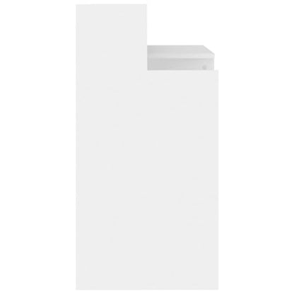 Computer Desk White Engineered Wood Writing Desk with Floating Shelves Modern Matte Rectangular Study Table for Small Spaces Office Bedroom, 38.2 x 17.7 x 35.4 Inches - color: White, size: Standard